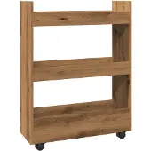 vidaXL Opbergtrolley smal 3-laags bewerkt hout artisanaal eikenkleurig