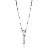 Zinzi zilveren ketting 45cm met hanger vier ronde zirconia's 16mm ZIC2328