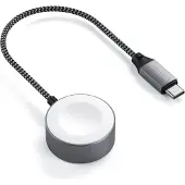 Satechi USB-C snellaadkabel – 0,19 meter – Geschikt voor Apple Watch – 5W opladen – Gevlochten nylon ontwerp – Grijs - Grijs