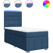 vidaXL Boxspring met matras stof blauw 90x200 cm