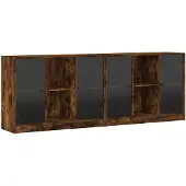 vidaXL Boekenkast met deuren 204x37x75 cm hout gerookt eikenkleurig