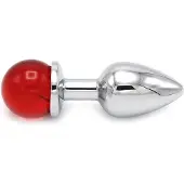 Kiotos - Aluminium Buttplug Met Glinsterende Ronde Siersteen - Rood