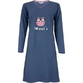 Irresistible Dames Nachthemd - V Hals - Katoen - Blauw - Maat S