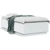 vidaXL Bedframe bewerkt hout wit 75x190 cm