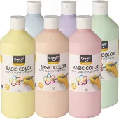 Creall Plakkaatverf - Pastel - Set met 6 pastelkleuren schoolverf - 6 flessen van 500ML - Gemaakt in Nederland - Professionele kwaliteit - Glutenvrij