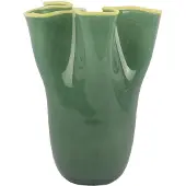 Artpol Vaas Ruffles - Groen - Ø23cm - Glas - Scandinavisch - Bloemenvaas - Woondecoratie - Decoratieve vaas voor woonkamer of slaapkamer