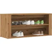 vidaXL Schoenenbankje 100x35x45 cm bewerkt hout artisanaal eikenkleur