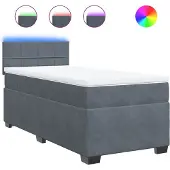 vidaXL Boxspring met matras fluweel donkergrijs 100x200 cm