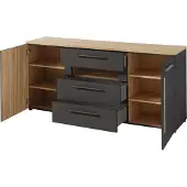 Emob Dressoir Lorna 2 deuren & 3 lades - antraciet/eik
