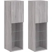 vidaXL Tv-meubels met LED-verlichting 2 st 30,5x30x102 cm grijs sonoma