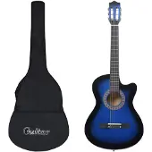 vidaXL Ensemble de guitare découpée classique 12 pcs 6 cordes Bleu 38 70135