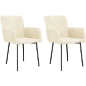 vidaXL Eetkamerstoelen 2 st fluweel crèmekleurig