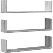 vidaXL Wandschappen 3 st 80x18x18 cm bewerkt hout grijs sonoma eiken
