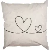 Clayre & Eef Kussenhoes 45x45 cm Beige Groen Polyester Harten Sierkussen Beige Sierkussen