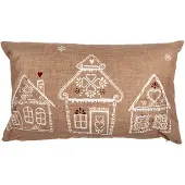 Clayre & Eef Kussenhoes 30x50 cm Bruin Polyester Gingerbread house Sierkussenhoes Bruin Sierkussenhoes
