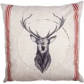 Clayre & Eef Kussenhoes 45x45 cm Beige Polyester Hert Sierkussenhoes Beige Sierkussenhoes