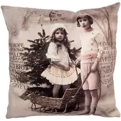 Clayre & Eef Kussenhoes 45x45 cm Beige Polyester Kinderen Sierkussenhoes Beige Sierkussenhoes