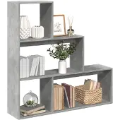 vidaXL Kamerscherm / boekenkast 3-laags 123x29x123 cm hout betongrijs