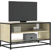 vidaXL Tv-meubel 91x40x46 cm bewerkt hout metaal sonoma eikenkleurig