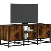 vidaXL Tv-meubel 100x35x41 cm bewerkt hout metaal gerookt eikenkleurig