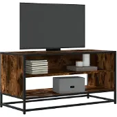 vidaXL Tv-meubel 91x40x46 cm bewerkt hout metaal gerookt eikenkleurig