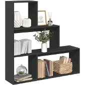 vidaXL Kamerscherm / boekenkast 3-laags 123x29x123 cm hout zwart