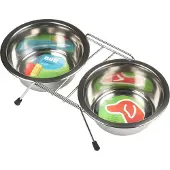 Petcomfort Pet Comfort Honden Voerbakken - 2x stuks - RVS eet- en drinkbakje voor honden/ katten