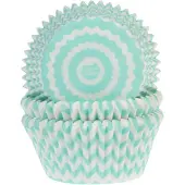 House of Marie Cupcake Vormpjes - Chevron Mint - pk/50 - Baking Cups voor Muffins en Cupcakes
