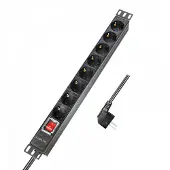 Logilink PDU8C01 19 inch Stekkerdoos voor patchkast 1 HE Geaarde contactdoos Met schakelaar Zwart