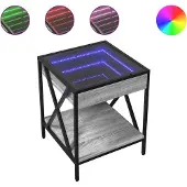 vidaXL Nachtkastje met Infinity LED 40x40x49 cm grijs sonoma eiken