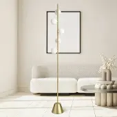 SFORZIN Design vloerlamp Pomi, dimbaar, messing / goud, Woon-/ Eetkamer, metaal, Design, vloerlamp