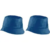 Myrtle beach 2x stuks vissershoedjes/zonnehoedjes blauw voor volwassenen - Zomerhoeden