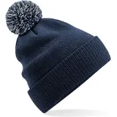 Beechfield Wintermuts met gekleurde Pompon - donkerblauw - 100% polyester - volwassenen