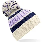 Beechfield Wintermuts met Pompon - creme/lila/blauw - volwassenen - 100% soft-acryl