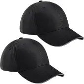 Beechfield 2x stuks 6-panel baseballcap - zwart/grijs - voor volwassenen - katoen