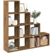 vidaXL Kamerscherm / boekenkast 131,5x29x131,5 cm hout artisanaal eik