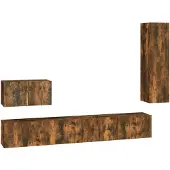 vidaXL 4-delige Tv-meubelset bewerkt hout gerookt eikenkleurig