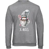 B&C Dames kersttrui Gnoom grijs- Grijze sweater maat XXL- foute kersttrui