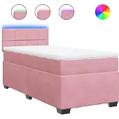 vidaXL Boxspring met matras fluweel roze 100x200 cm