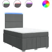 vidaXL Boxspring met matras stof donkergrijs 120x190 cm