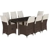 vidaXL 9-delige Tuinset met kussens poly rattan bruin