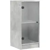 vidaXL Bijzetkast met glazen deuren 35x37x75,5 cm betongrijs