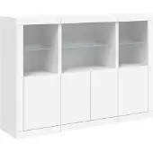 vidaXL Dressoirs met LED-verlichting 3 st bewerkt hout wit