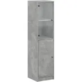 vidaXL Hoge kast met glazen deur 35x37x142 cm betongrijs