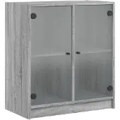 vidaXL Bijzetkast met glazen deuren 68x37x75,5 cm grijs sonoma eiken