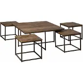 Tower Living Via coffeetable set (5) - 90x90x45 40x40x38 - recl. teak w-grey (Grijs, 90x90x45cm)
