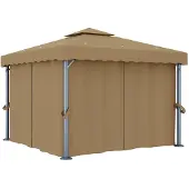 vidaXL Prieel met gordijn 3x3 m aluminium taupe