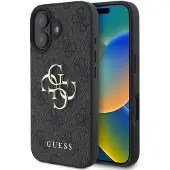 GUESS 4G Metal Logo Backcover voor de Apple iPhone 16 - Zwart