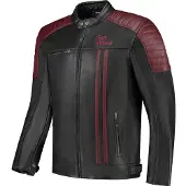 Rusty Stitches Cooper, leren jack ,zwart/donkerrood ,M