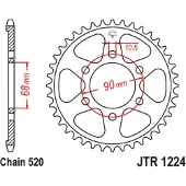 JT Sprockets 520 Jtr1224.36 Steel Achtertandwiel